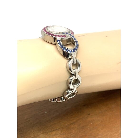 Lucien Piccard Women's Watch Swiss Quartz Blue Red Gemstone Steel 22mm Petite - Picture 11 of 13